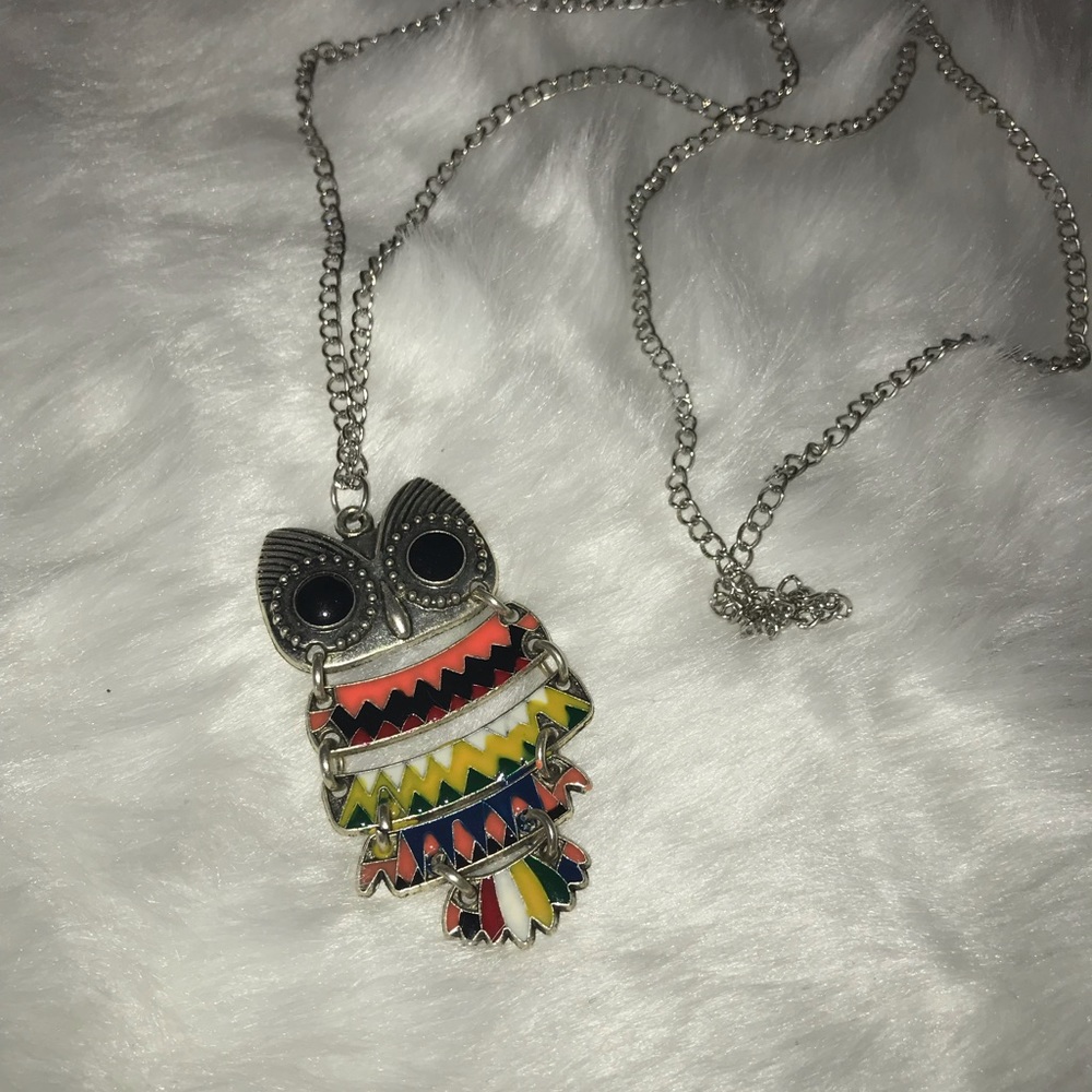 Owl silver necklace long🌹NEW🌹